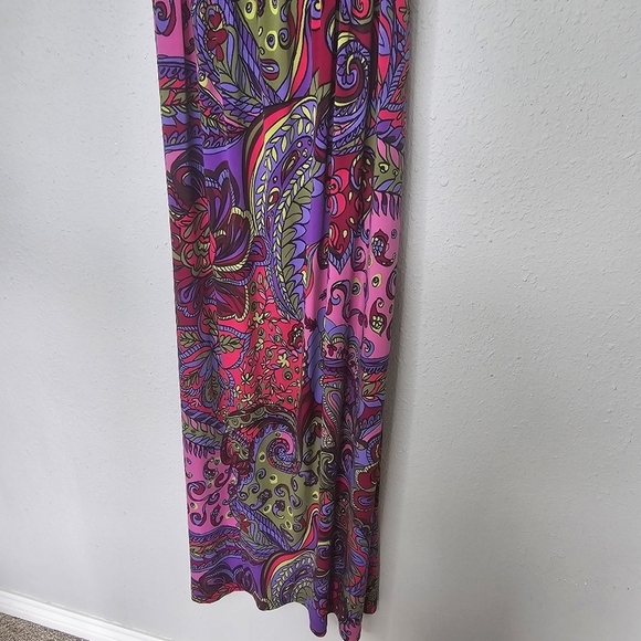 Madison Leigh Colorful Paisley‎ Maxi Dress Womens 14 Sleeveless Summer Retro - Picture 4 of 12